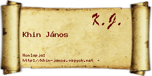 Khin János névjegykártya